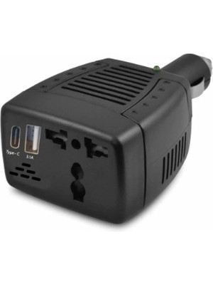 Geseus 150W Araç İçi Power Inverter 12V DC - 220V AC Çevirici Çoklu Bağlantı Desteği