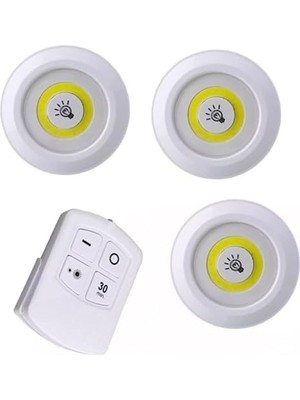 DMR Home 3'lü Set, Pille Çalışır, Uzaktan Kumandalı, Ayarlanabilir Parlaklık Ayarı, Otomatik Kapanma, Kablosuz Montaj, Yapışkan Bant Ile, LED Işık, Pille Çalışır