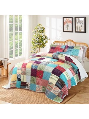 DMR Home Renee Upcycle Benzersiz Kalan Kumaş Pamuk Astarlı Yorgan Seti, 3 Parça Tam/kraliçe