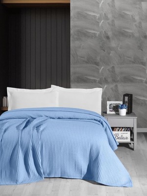 DMR Home Havuzlu Pike, Örgü BATTANIYESI,%100 Pamuk, Kalın Iplik, Ev Dekorasyonu, Tek Kişilik 170 * 240 Mavi