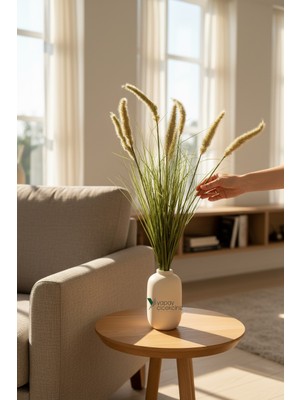 Yapay Çiçekçiniz Büyük Vazo Çiçeği Yapay Tilki Kuyruğu Demeti 90 cm