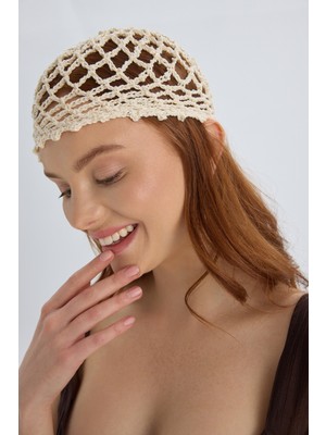 Mai Tinos El Örmesi Ekru Şapka