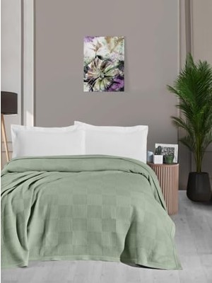 DMR Home 170X240 cm Yeşil Yatak Örtüsü – Yumuşak, Nefes Alabilir, Şık Kare Desenli Pike (Yeşil)