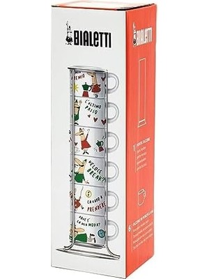 DMR Home - 6'lı Istiflenebilir Cappuccino Fincan Seti - Karma Renkli - Porselen