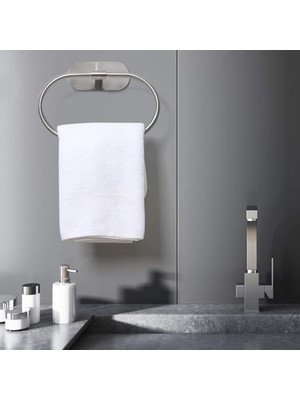 DMR Home Yapışkanlı Havlu Askısı, Paslanmaz Çelik Fırçalanmış Nikel Yapışkanlı Havlu Halkası, Delme Gerektirmeyen Kendinden Yapışkanlı Banyo Havlusu Askısı, Mutfak ve Banyo Için Duvara Monte Havlu
