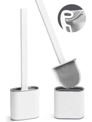 DMR Home Duvara Yapıştırılabilir Silikon Wc Fırçası,ince Aralara Girebilir Silikon Klozet Fırçası (Beyaz)