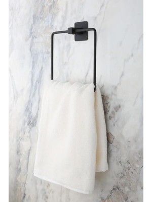 DMR Home Yapışkanlı Kare Havluluk Havlu Askısı Havlu Asacağı Siyah