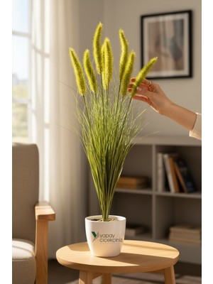 Yapay Çiçekçiniz Büyük Vazo Çiçeği Yapay Tilki Kuyruğu Demeti 90 cm