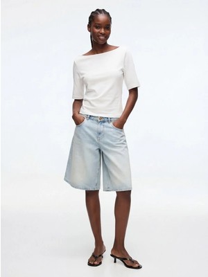 Little Big Ltb Falabe Truvakar Kol Kayık Yaka Üst Beyaz Kadın T-Shırt