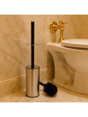 Ozcmax Paslanmaz Çelik Tuvalet Fırçası – Kapaklı, Hijyenik ve Dayanıklı Metal Wc Fırçası Seti, Şık Banyo Aksesuarı