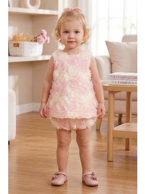 Babymod Gül Işlemeli Kız Bebek Elbise Özel Gün Elbisesi