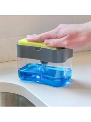 DMR Home Süngerli Sıvı Bulaşık Deterjanı Dispanseri, Süngerli Basmatik Sıvı Deterjanlık