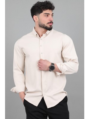 Stil Kombin Düğme Detay Premium Yazlık Uzun Kol Gömlek Qcm 6727_40419