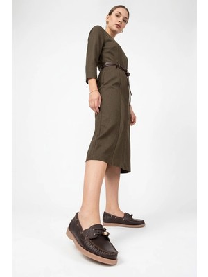 Ayakkabı Fuarı Elit MY-613 Kadın Hakiki Deri Casual Ayakkabı Kahverengi