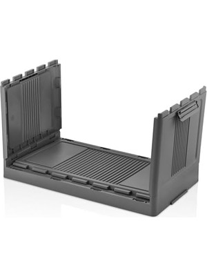 Ozcmax Dev Boy Katlanır Kilit Kapaklı Kasa 55 Litre Hacimli, Yer Kaplamayan Portatif Saklama Kutusu Ardiye, Balkon, Mutfak, Kiler, Bahçe ve Araç Bagajı Için Güvenli Organizer (Antrasit)