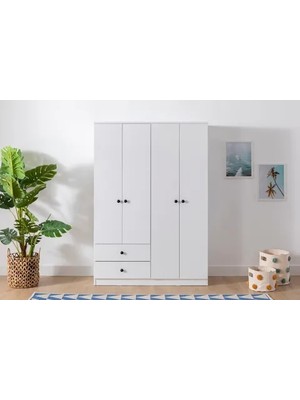 Vivense Metalia Novado Gardırop, Düğme Kulplu, 4 Kapı 2 Çekmeceli