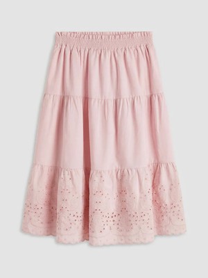 LC Waikiki Lcw Kids Pembe Beli Lastikli Fisto Detaylı Kız Çocuk Etek