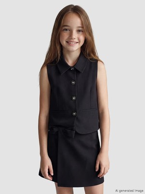 LC Waikiki Lcw Kids Siyah Kız Çocuk Fiyonk Detaylı Şort Etek