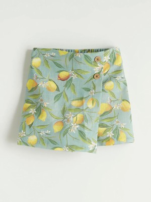 LC Waikiki Lc Waıkıkı Yeşil Desenli Kız Çocuk Şort Etek