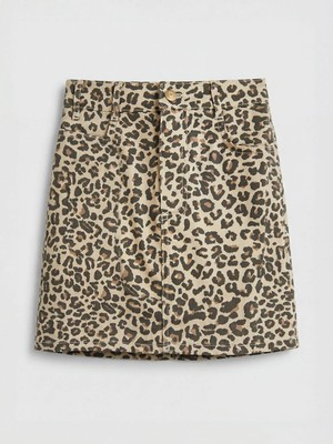 LC Waikiki Lcw Kids Bej Leopar Desenli Kız Çocuk Şort Etek