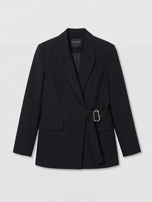 LC Waikiki Lcw Modest Siyah Kruvaze Yaka Kadın Blazer Ceket