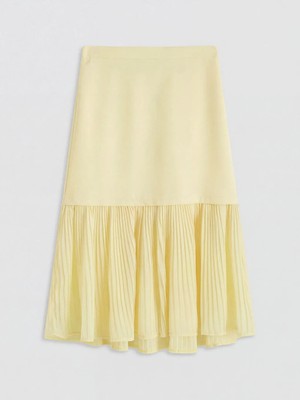 LC Waikiki Lcw Kids Sarı Beli Lastikli Pileli Kız Çocuk Etek