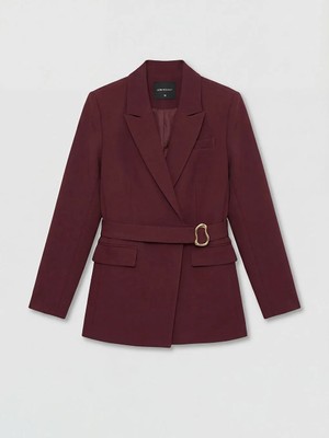 LC Waikiki Lcw Modest Bordo Kruvaze Yaka Kadın Blazer Ceket