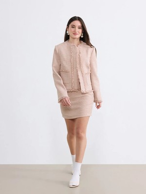 LC Waikiki Soulife Pembe Petite Yüksek Bel Tüvit Mini Etek