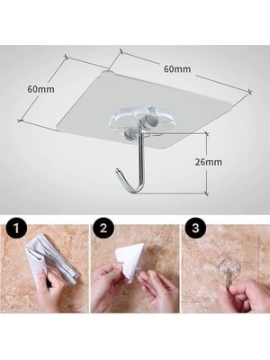 Ozcmax Süper Güçlü Yapışkanlı Suya Dayanıklı Şeffaf Askı 5li (5 Adet) Set Yeniden Kullanılabilir Yapışkanlı Kancalar