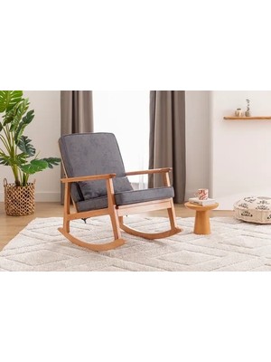 Vivense Iskandinav Puflu Sallanan Sandalye, Antrasit, Naturel