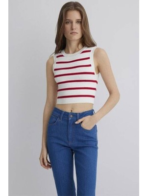 Mavi Kolsuz Triko Scarlet Sage Stripe Kadın Kazak