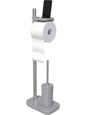 Ozcmax Suı Tuvalet Kağıtlık Tuvalet Fırçalı-Gri M-E75T-07