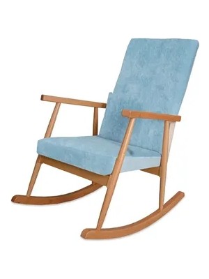 Vivense Trend Sallanan Sandalye, Mavi, Ahşap, Naturel Ayak