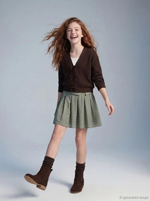 LC Waikiki Lcw Kids Yeşil Pileli Desenli Kız Çocuk Etek