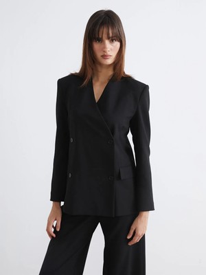 LC Waikiki Soulife Siyah Kruvaze Yaka Kadın Blazer Ceket