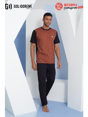 Kly 2117 Erkek %100 Pamuklu Bisiklet Yaka Rahat Kalıp Kısa Kollu  Pijama Takım