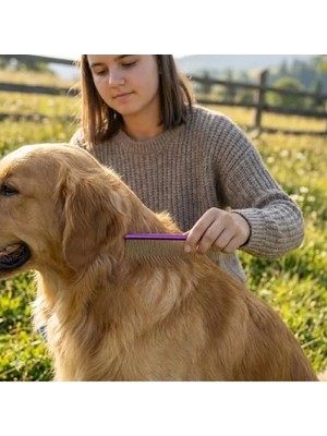 Esranın Dünyası Profesyonel Metal Kedi ve Köpek Tüy Bakım Tarağı - 19 cm