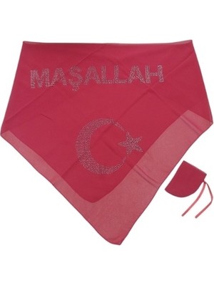 Karakız Sünnet Örtüsü İnci Maşallah Yazılı Kırmızı