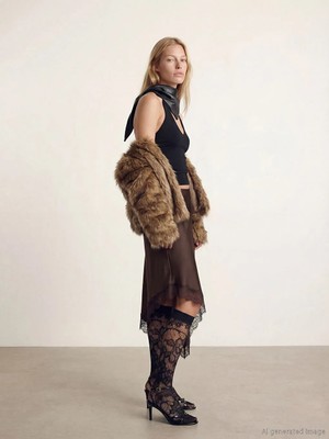 LC Waikiki Lcw Vision Kahverengi Dantel Detaylı Asimetrik Kesim Saten Etek