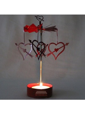 Ozcmax Isı Ile Dönen Kalp Mumluk Seti (Kırmızı)