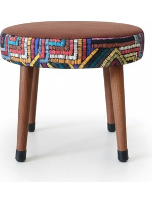 USTAAGAC Puf Koltuk Tabure Etnik Desenli Ahşap Ayaklı Puf – El Yapımı Özel Seri Ekonomik