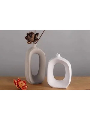 Vivense Iskandinav Modern Vazo Set, Vizon Beyaz