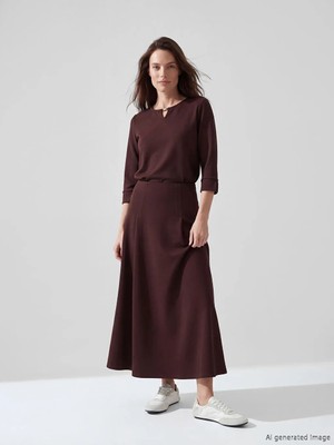 LC Waikiki Lcw Grace Bordo Beli Lastikli Kloş Etek