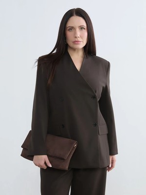 LC Waikiki Soulife Kahverengi Kruvaze Yaka Kadın Blazer Ceket