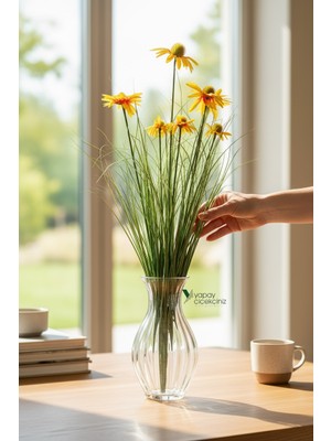 Yapay Çiçekçiniz Büyük Vazo Çiçeği Yapay Papatya Demeti 90 cm