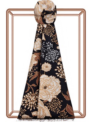 İpekevi Rosa Desenli Ipek Şal