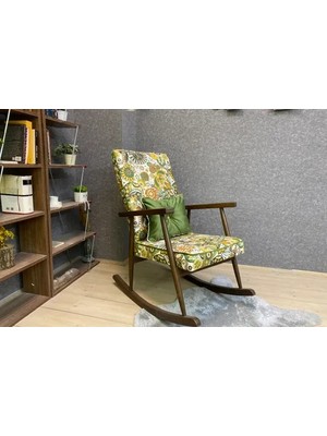 Vivense Trend Sallanan Sandalye, Yeşil Retro, Ahşap, Ceviz Ayak
