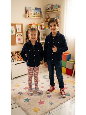 Yağmur Giyim Terry Koyu Lacivert Unisex Çocuk Kot Ceket 8-12 Yaş 1411