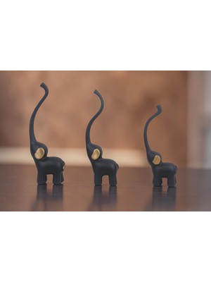 Elifeshop Feng Shui 3lü Fil Biblo Seti 21 cm Dekoratif Reçine Fil Heykeli Şans Getiren Ev Ofis Masa Üstü Süs