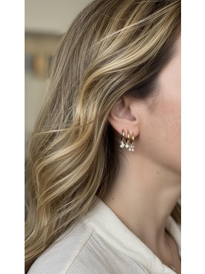 Solène Focus Altın Kaplama Çelik Küpe